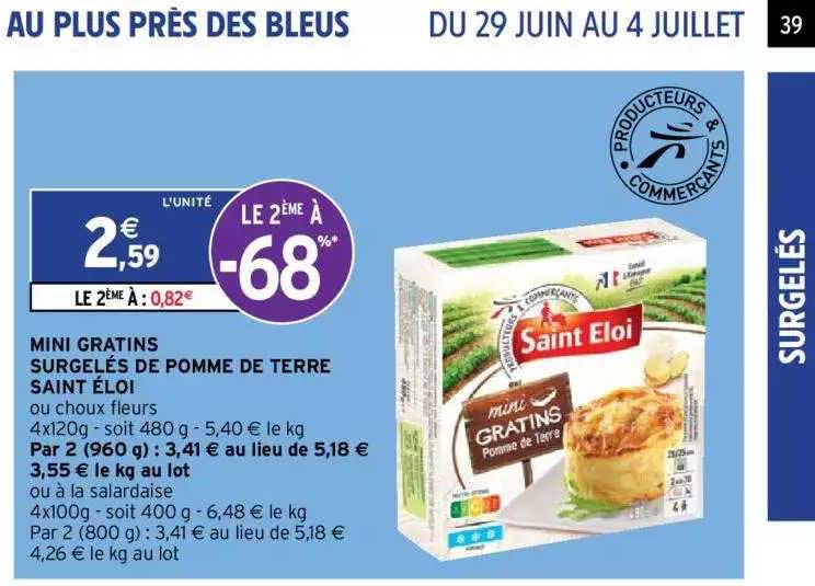 mini gratins surgelés de pomme de terre saint éloi