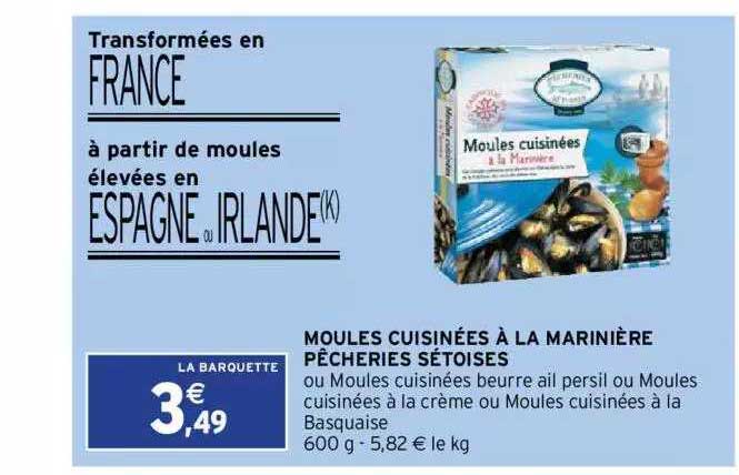 moules cuisinées à la marinière pêcheries sétoises