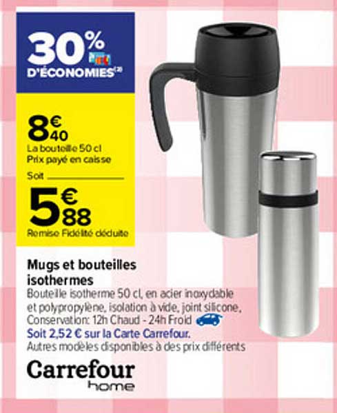 mugs et bouteilles isothermes carrefour home