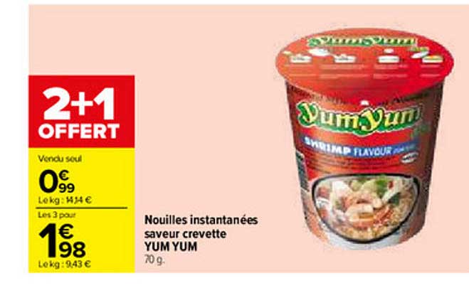 nouilles instantanées saveur crevette yum yum