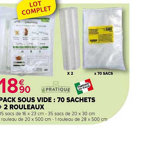 pack sous vide : 70 sachets + 2 rouleaux