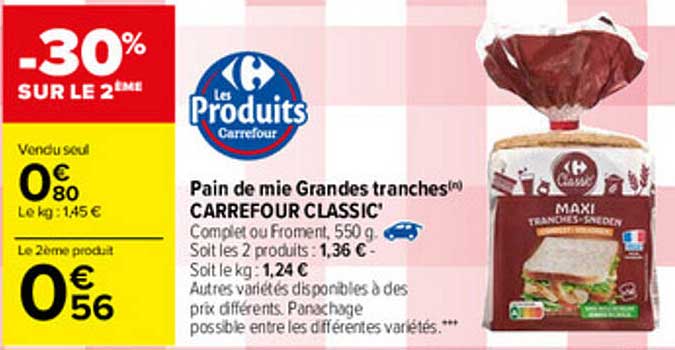 Pain De Mie Grandes Tranches Carrefour Classic'