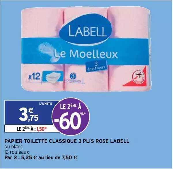 papier toilette classique 3 plis rose labell