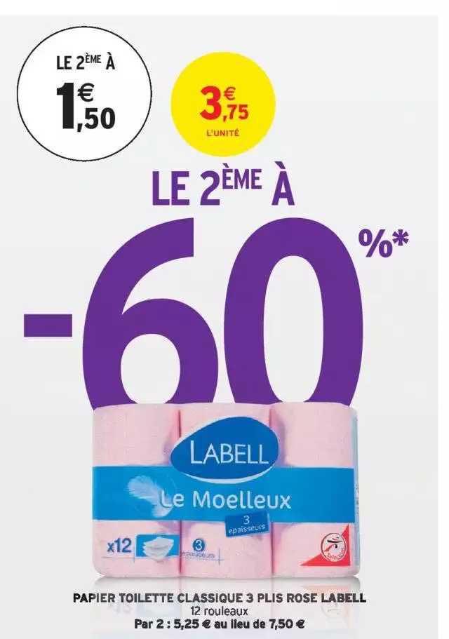 Papier Toilette Classique 3 Plis Rose Labell