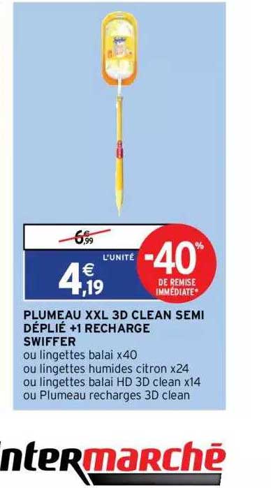 Plumeau Xxl 3d Clean Semi Déplié + 1 Recharge Swiffer