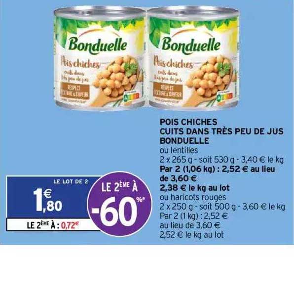 pois chiches cuits dans très peu de jus bonduelle