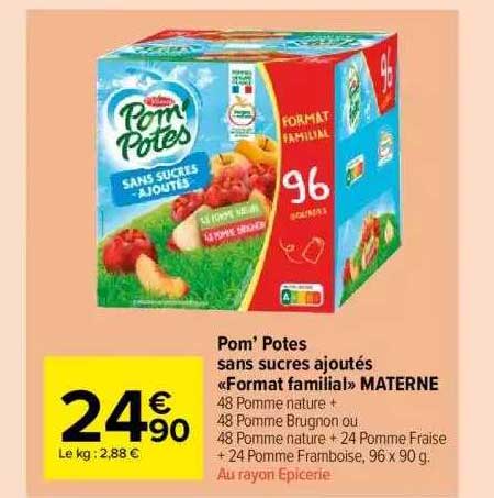 pom' potes sans sucres ajoutés format familial materne