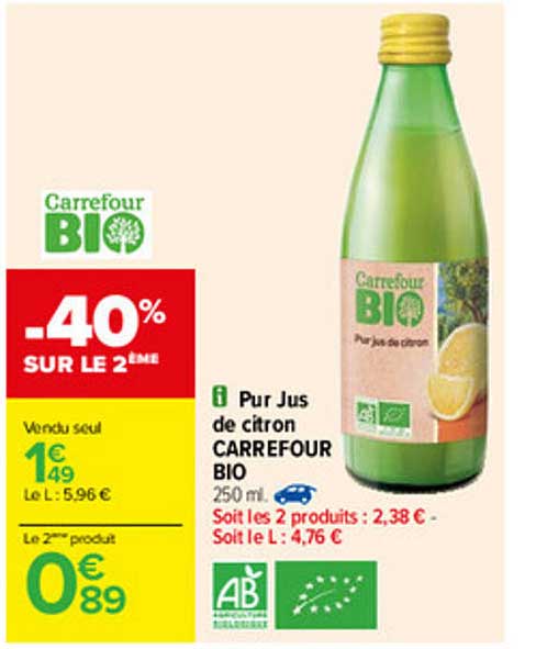 Pur Jus De Citron Carrefour Bio