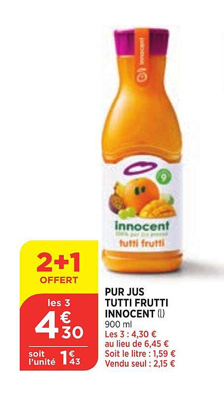 pur jus tutti frutti innocent 2+1 offert