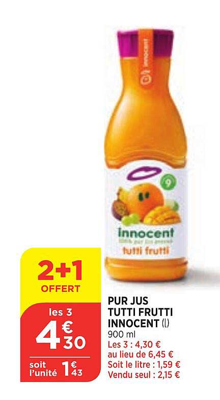 pur jus tutti frutti innocent 2+1 offert