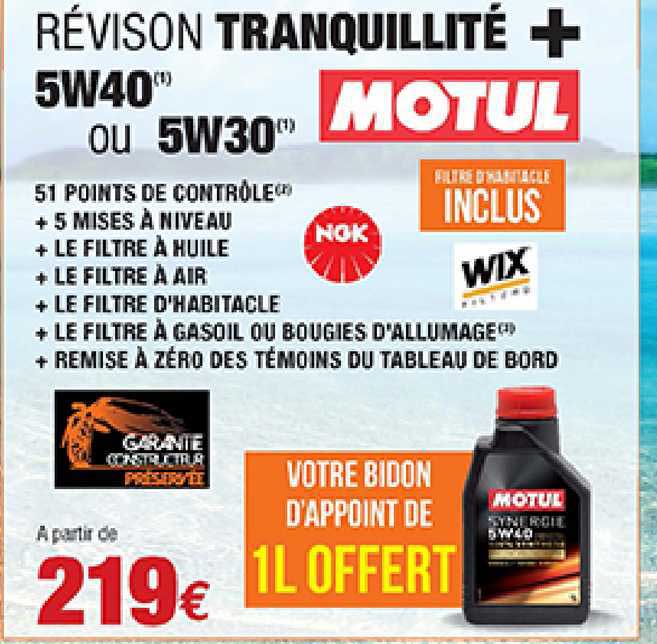 Révison Tranquillité + 5w40 Ou 5w30 Motul