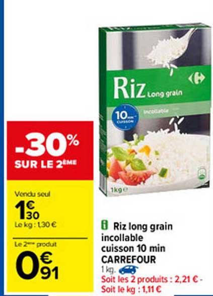 riz long grain incollable cuisson 10 min carrefour