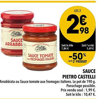 Sauce Pietro Castelli -50% Sur Le 2e Produit