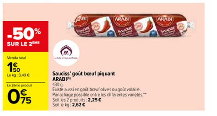 sauciss' goût bœuf piquant arabi