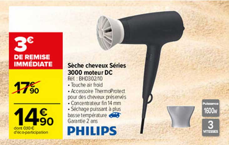 sèche cheveux séries 3000 moteur dc philips