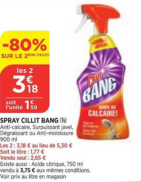spray cillit bang -80% sur le 2ème