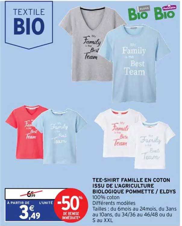 Tee-shirt Famille En Coton Issu De L'agriculture Biologique Pommette - Eldys
