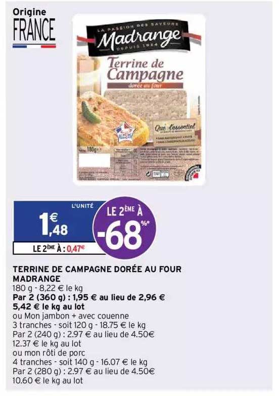 terrine de campagne dorée au four madrange