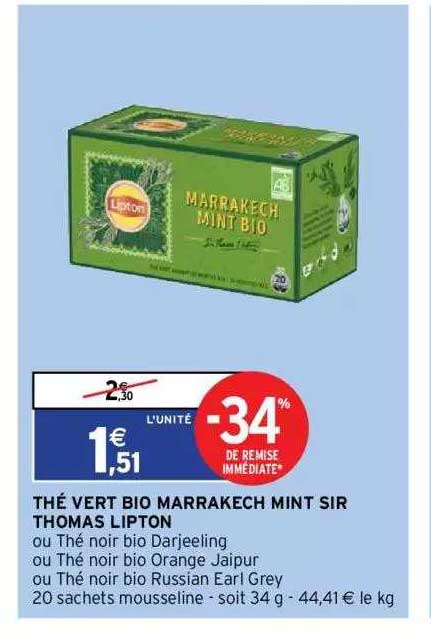 thé vert bio marrakech mint sir thomas lipton