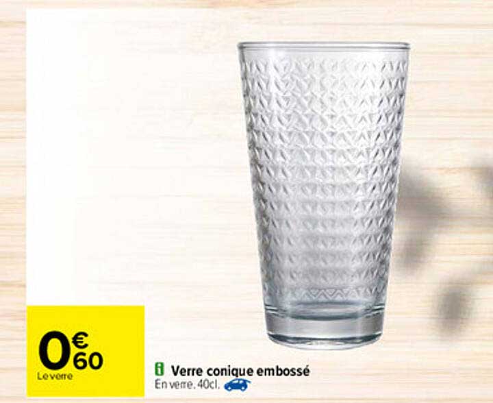 verre conique embossé