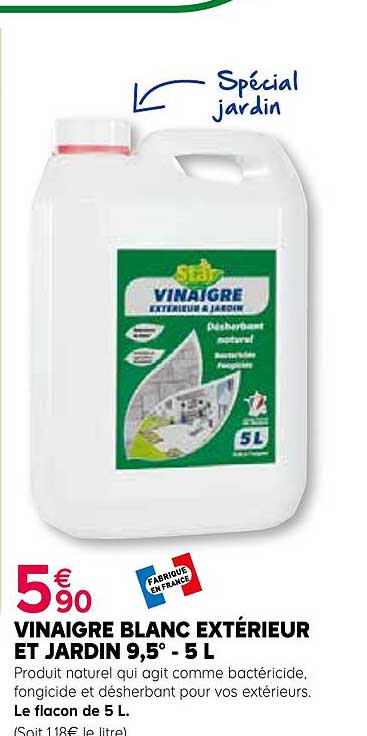 vinaigre blanc extérieur et jardin 9,5° - 5 l