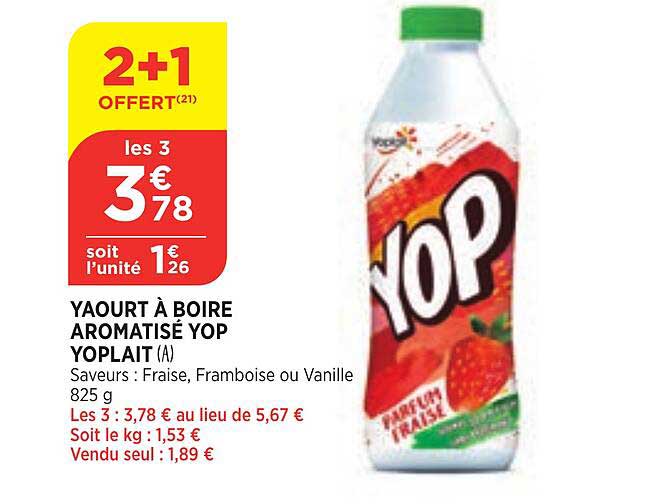 Yaourt à Boire Aromatisé Yop Yoplait 2+1 Offert