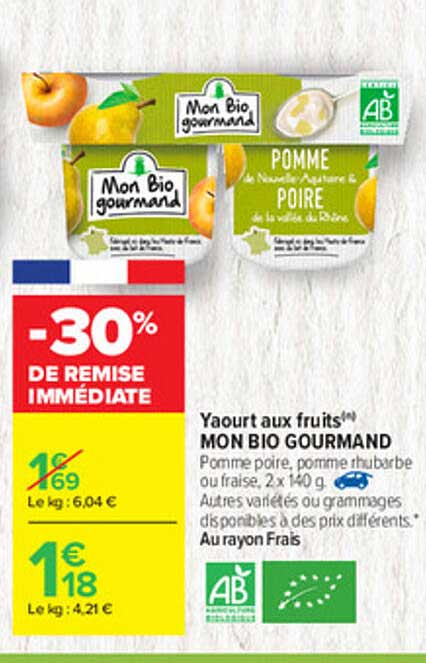 yaourt aux fruits mon bio gourmand