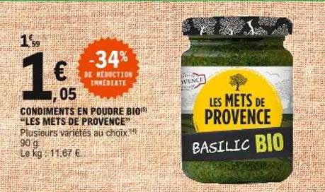 condiments en poudre bio "les mets de provence"
