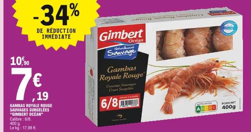 gambas royale rouge sauvages surgelées "gimbert océan"