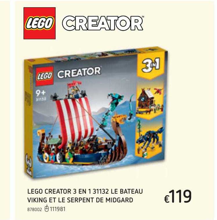 lego creator 3 en 1 13332 le bateau viking et le serpent de midgard