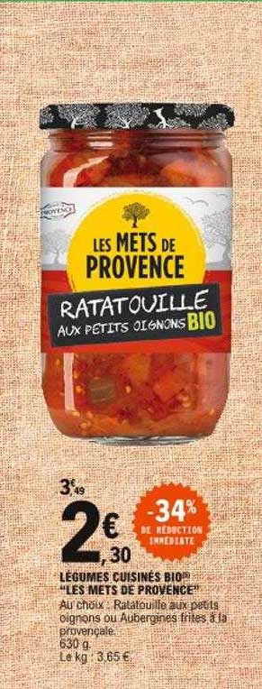 légumes cuisinés bio "les mets de provence"