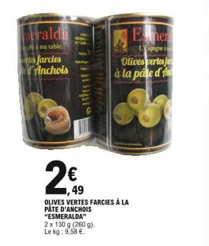 olives vertes farcies à la pâte d'anchois "esmeralda"