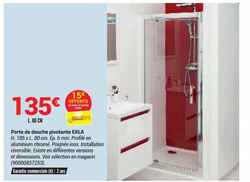 porte de douche pivotante ekla