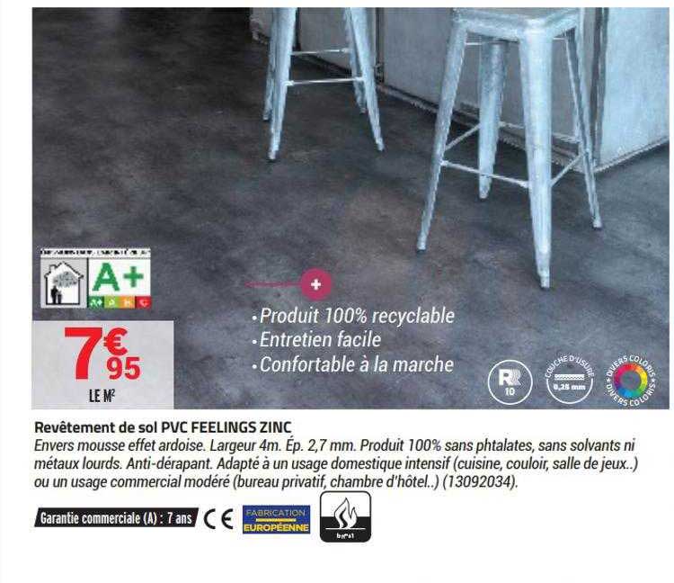 revêtement de sol pvc feelings zinc