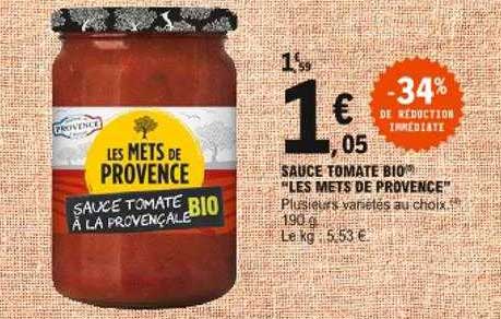sauce tomate bio "les mets de provence"