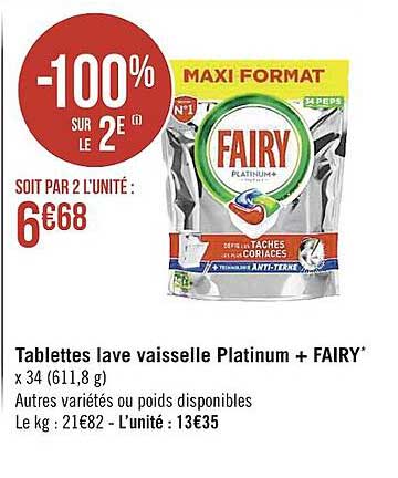 tablettes lave vaisselle platinum + fairy