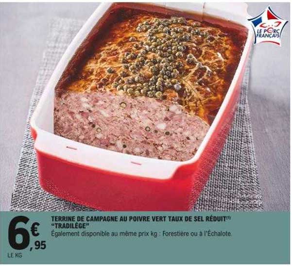 terrine de campagne au poivre vert taux de sel réduit "tradilège"