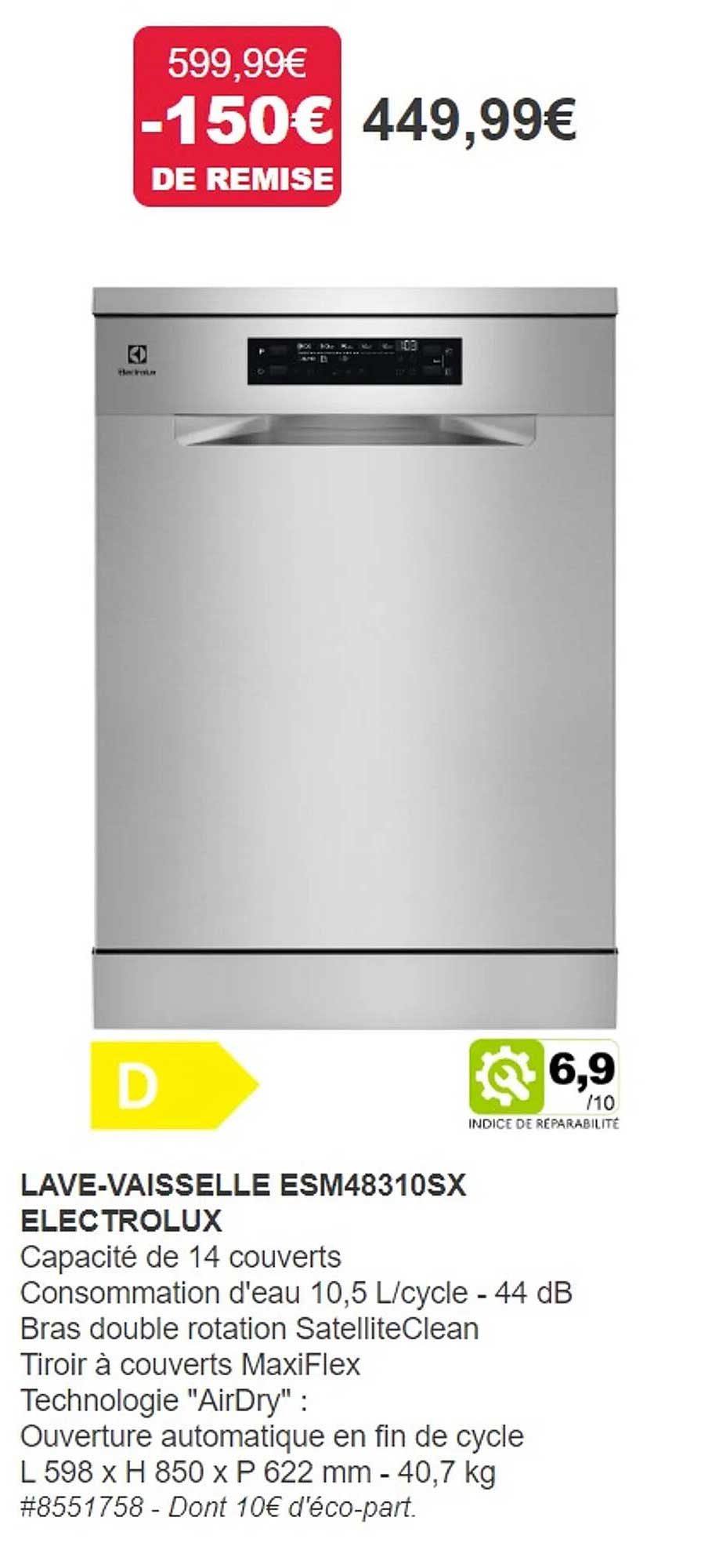 lave-vaisselle esm48310sx electrolux