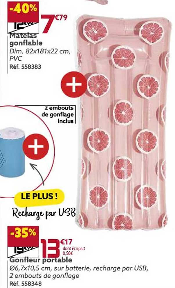 Matelas Gonflable, Gonfleur Portable