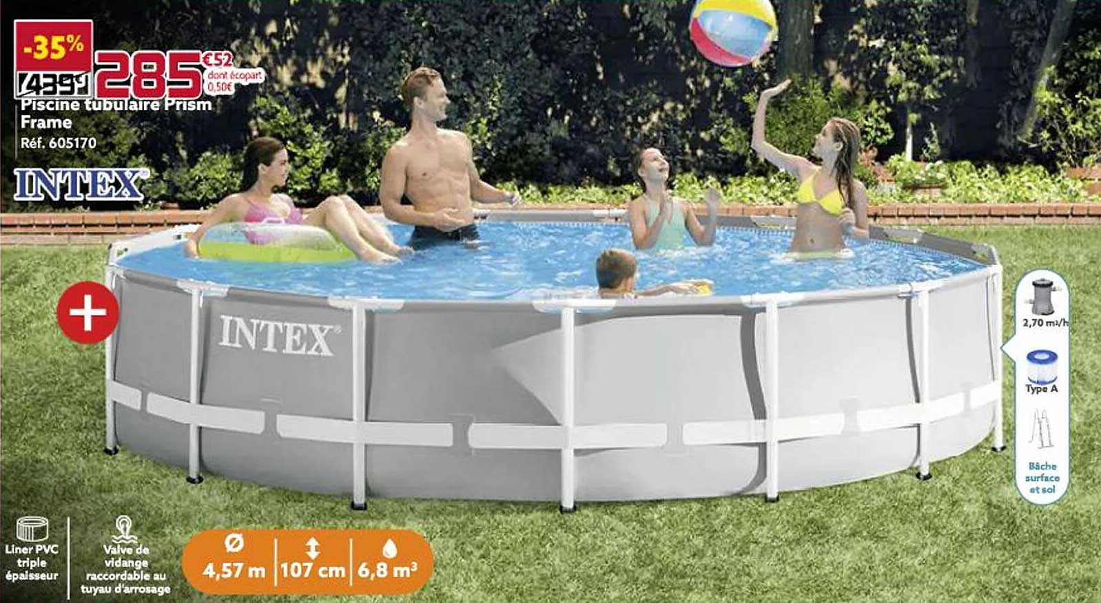 piscine tubulaire prism frame intex