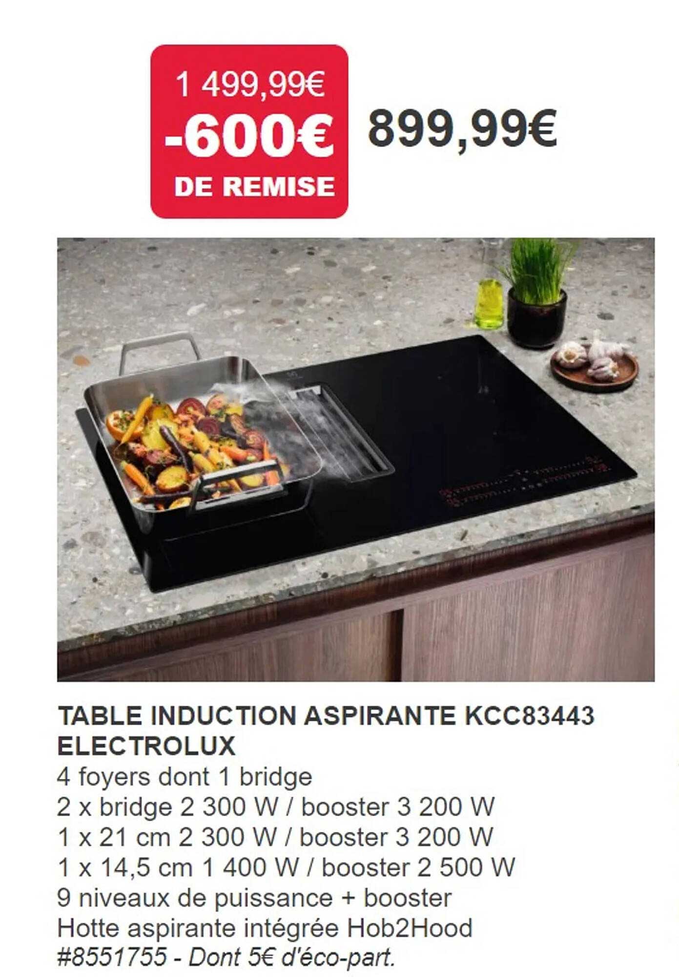 table induction aspirante kcc83443 electrolux