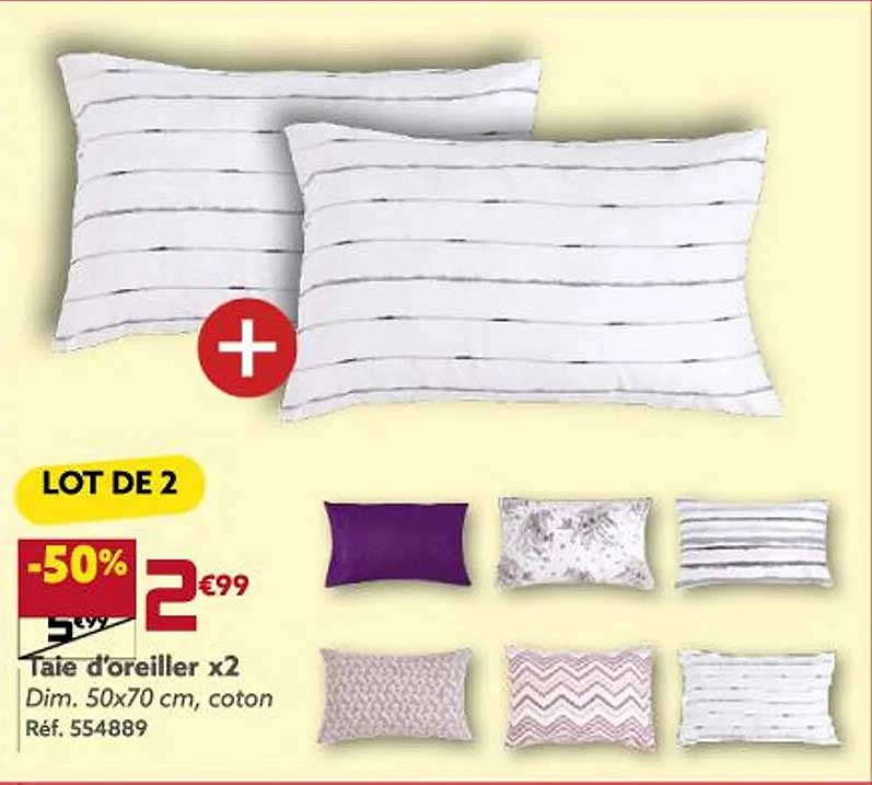 taie d'oreiller x2