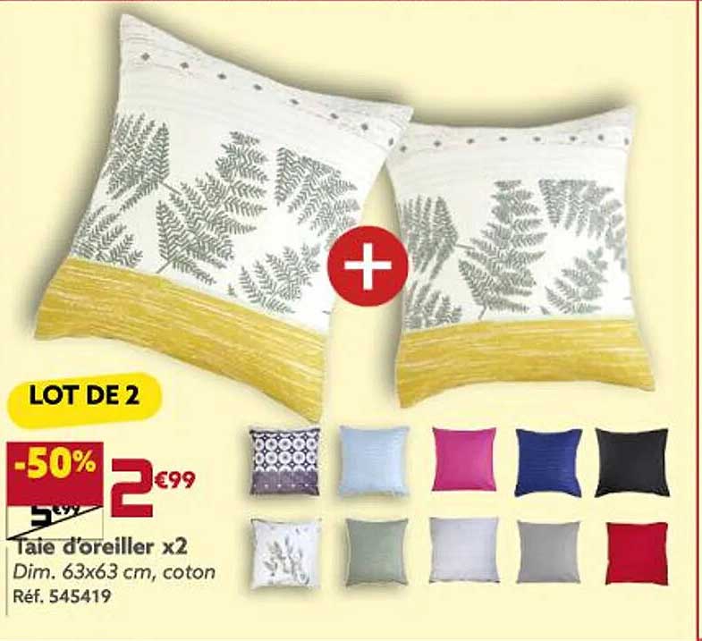 taie d'oreiller x2