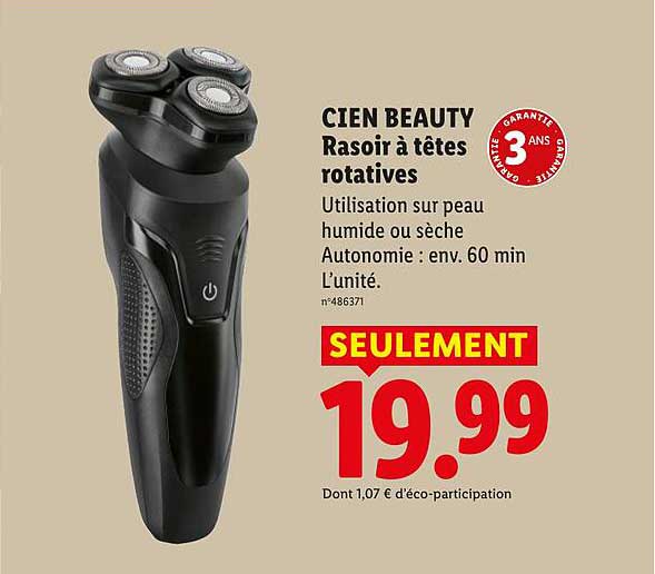 CIEN BEAUTY Rasoir à têtes rotatives