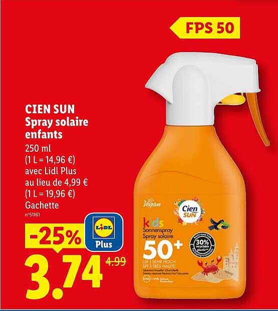 CIEN SUN Spray solaire enfants