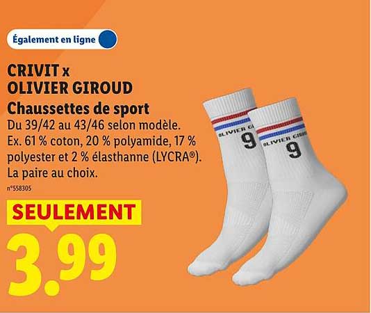 CRIVIT x OLIVIER GIROUD Chaussettes de sport