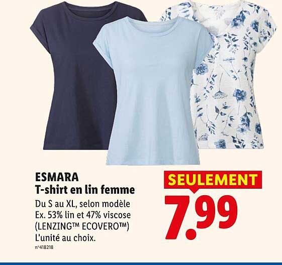 ESMARA T-shirt en lin femme