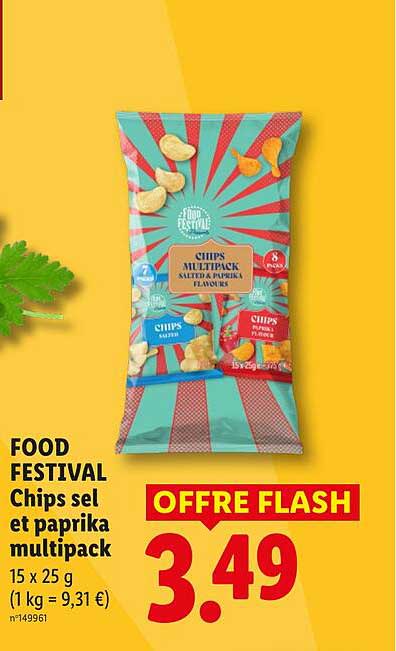 Food Festival Chips sel et paprika multipack