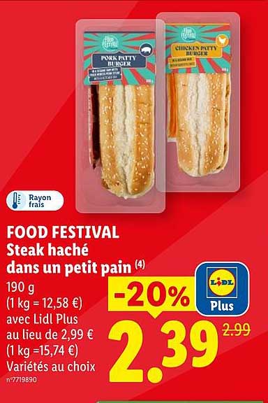 FOOD FESTIVAL Steak haché dans un petit pain