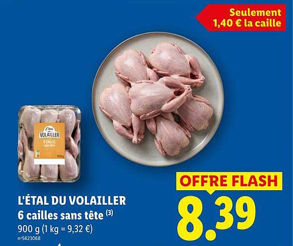L'ÉTAL DU VOLAILLER 6 cailles sans tête
